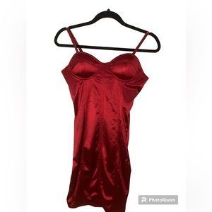 Blāshe Red Built-In Bra Silk Dress